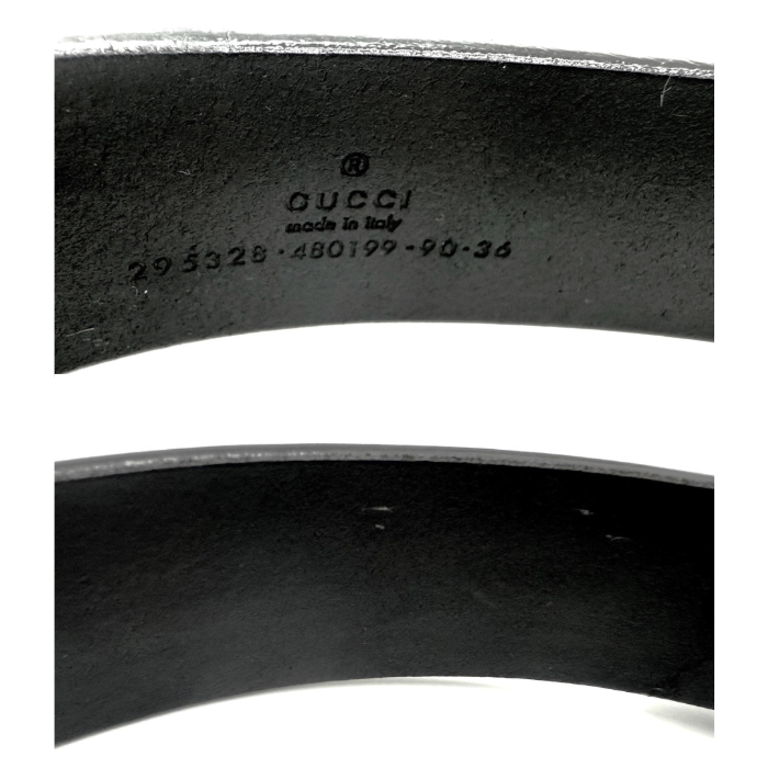 【中古】グッチ GUCCI ベルト シンプル レザー 編込み シルバーバックル ブラック 黒 i0606aq018110