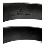 将图片加载到图库查看器，【中古】グッチ GUCCI ベルト シンプル レザー 編込み シルバーバックル ブラック 黒 i0606aq018110
