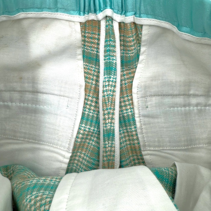 【中古】ドゥロワー Drawer グレンチェックドロストパンツ コットン シルク エメラルドグリーン ベージュ i0805k00216