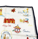 画像をギャラリービューアに読み込む, 【中古】Marca Yokohama マルカヨコハマ スカーフ 横浜モチーフ シルク 絹 正方形 i1013tq00410
