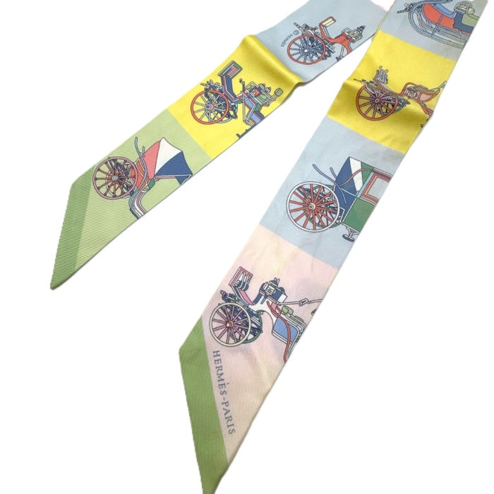 【中古】エルメス HERMES ツイリー スカーフ スリム 馬車 パステルカラー 可愛い マルチカラー i0515lq012104