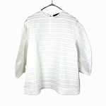 Load image into Gallery viewer, 【中古】ドゥロワー Drawer コットンピンタックショートスリーブブラウス マルチボーダー 透け感 ホワイト 白 i0421h00240
