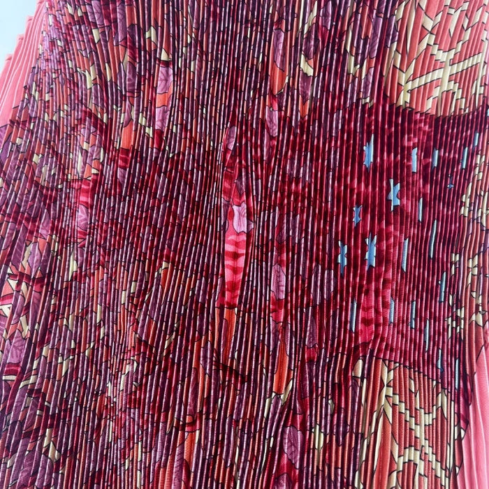 【中古】エルメス HERMES プリーツスカーフ カレ90 スカーフ シルク AXIS MUNDI (detail) 世界の中心軸 ピンク系 h0216aq013105