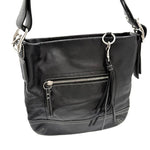 将图片加载到图库查看器，【中古】コーチ COACH ワンショルダーバッグ レザー タッセル付き ステッチ おしゃれ ブラック 黒 i0731wq02310
