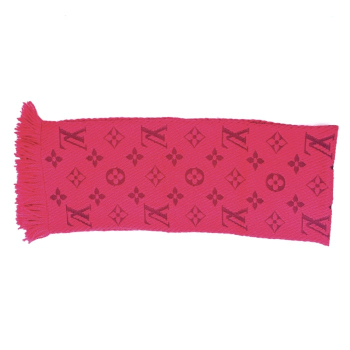 【中古】ルイヴィトン LOUIS VUITTON マフラー モノグラム エシャルプ ロゴ ウール シルク ピンク h0806aq010290