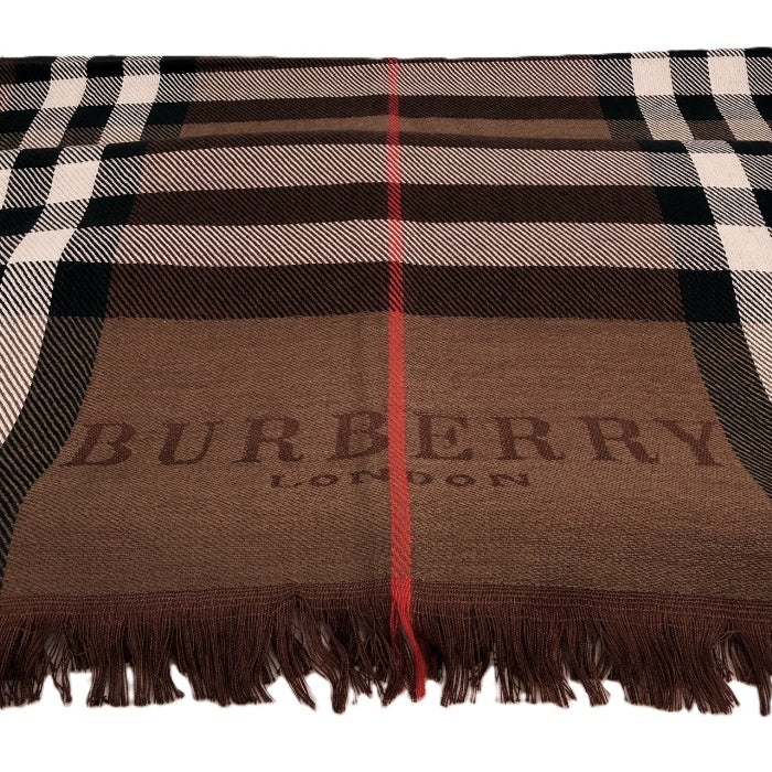 【中古】バーバリー BURBERRY ストール 定番チェック 大判 おしゃれ ダークブラウン こげ茶 i0731wq0165