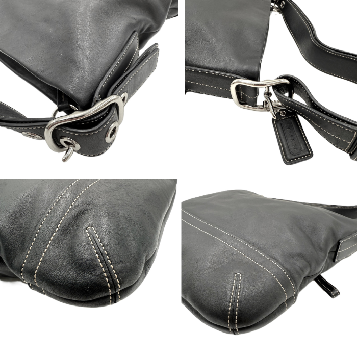 【中古】コーチ COACH ワンショルダーバッグ レザー タッセル付き ステッチ おしゃれ ブラック 黒 i0731wq02310