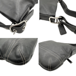 将图片加载到图库查看器，【中古】コーチ COACH ワンショルダーバッグ レザー タッセル付き ステッチ おしゃれ ブラック 黒 i0731wq02310
