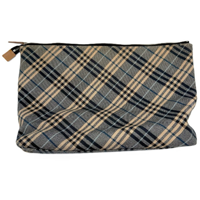 【中古】バーバリー BURBERRY トートバッグ 無地 チェック柄 キャンパス生地 インナーバッグ ネイビー ベージュ i0710lq01222