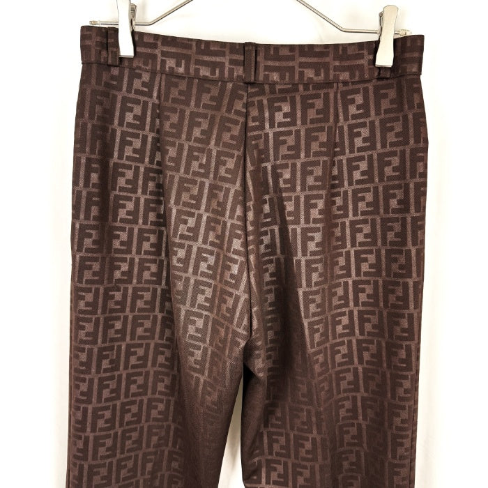 【中古】フェンディ FENDI テーパードパンツ ズッカ柄 ストレッチ 光沢 ダークブラウン系 i0717lq007121