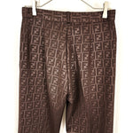 Load image into Gallery viewer, 【中古】フェンディ FENDI テーパードパンツ ズッカ柄 ストレッチ 光沢 ダークブラウン系 i0717lq007121
