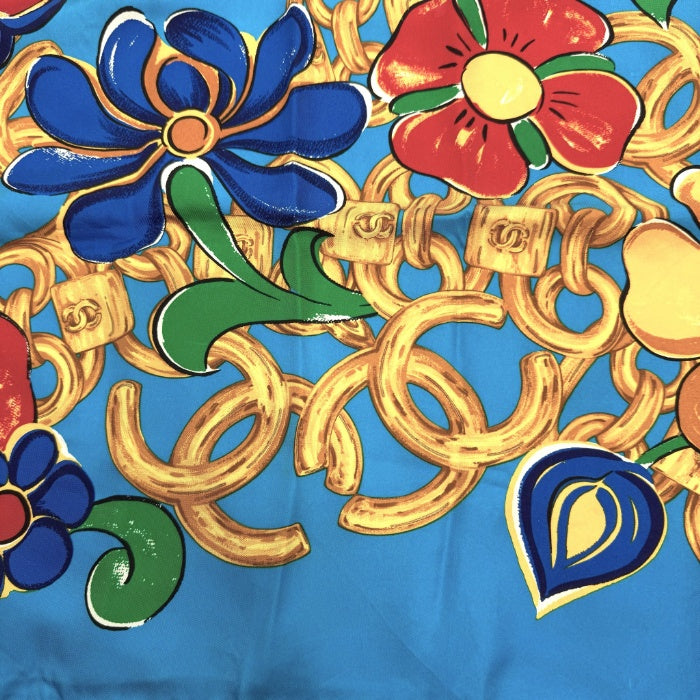 中古】シャネル CHANEL スカーフ 花柄 ロゴ チェーン柄 カラフル 中古】シャネル CHANEL スカーフ 花柄 ロゴ チェーン柄 カラフル