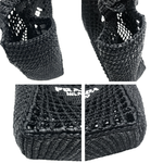Load image into Gallery viewer, 【中古】プラダ PRADA ラフィアバッグ クロシェ トートバッグ メッシュ ロゴ刺しゅう 新品 未使用 ブラック 黒 i0305bq0011122
