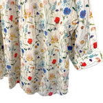 Load image into Gallery viewer, 【中古】クーポール coupole 花柄ブラウス スタンドカラー 薄手 透け感 クリーム色 レッド ブルー イエロー i0807n0034
