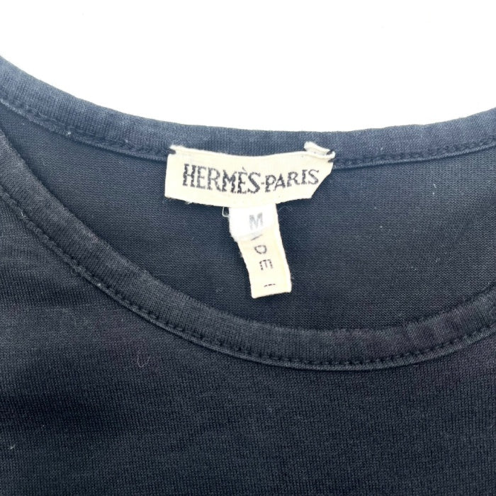 【中古】エルメス HERMES Tシャツ 馬車刺繍 シンプル 半袖 薄手 カジュアル ブラック 黒 h0415h005