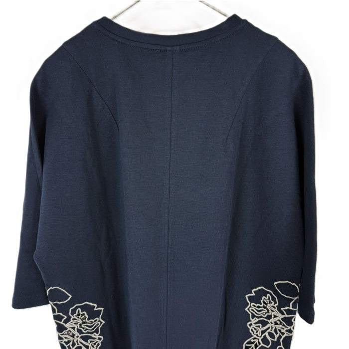 【中古】カルヴェン CARVEN カットソー 5分袖 レース くり抜き コットン チュニック ネイビー 紺 i0818n0034