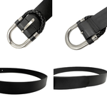 将图片加载到图库查看器，【中古】グッチ GUCCI ベルト シンプル レザー 編込み シルバーバックル ブラック 黒 i0606aq018110
