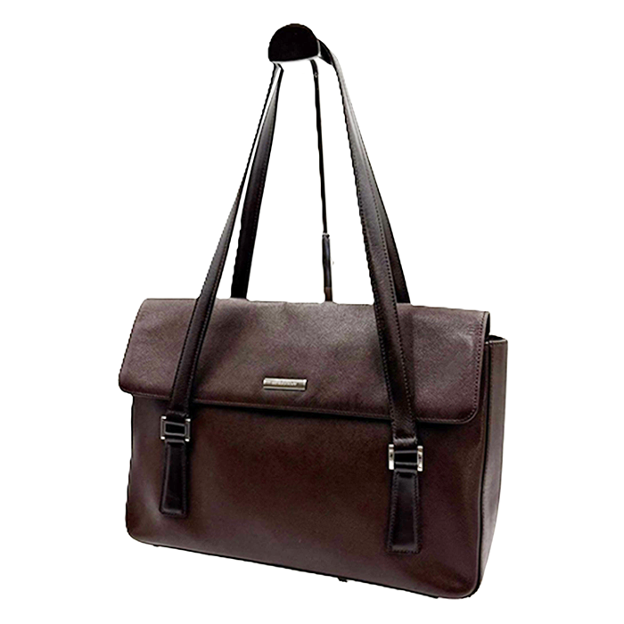 【中古】BURBERRY バーバリー レザー ハンドバッグ A4可 ビジネス 通勤 ロゴプレート トートバッグ i0922lq00393