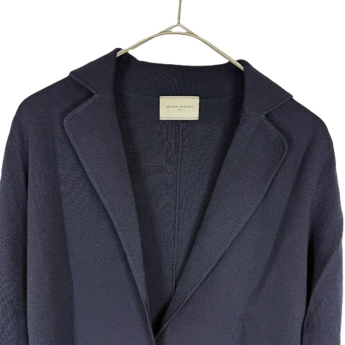 【中古】ユナイテッドアローズ UNITED ARROWS ニットジャケット シングルボタン ウール ネイビー 濃紺 i0515n0016