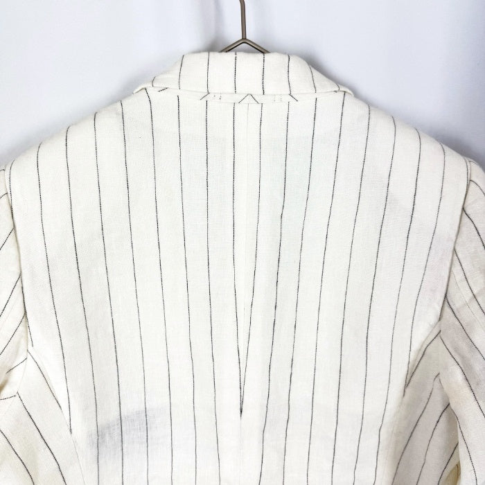 【中古】アクアスキュータム Aquascutum リネンジャケット ピンストライプ ホワイト ブラック i0413oq0216
