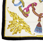 Load image into Gallery viewer, 【中古】フェラガモ Salvatore Ferragamo  シルク スカーフ 大判 ホワイト ネイビー ロープ柄 j0405oq03846
