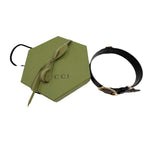 将图片加载到图库查看器，【中古】グッチ GUCCI ペット用 首輪 インターロッキングG レザー 箱付き GGロゴ ブラック ゴールド i0710lq020121
