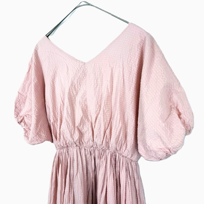 【中古】コエル COEL バルーンスリーブロングワンピース 可愛い フレアスカート ボリューム ライトピンク i0410wq01010