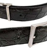 将图片加载到图库查看器，【中古】サルヴァトーレフェラガモ Salvatore Ferragamoクロコ型押し レザーベルト ブラック j0223tq02225
