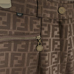 Load image into Gallery viewer, 【中古】フェンディ FENDI テーパードパンツ ズッカ柄 ストレッチ 光沢 ダークブラウン系 i0717lq007121
