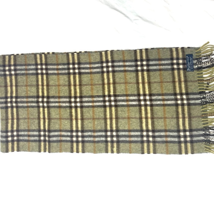 【中古】バーバリー BURBERRY マフラー チェック柄 可愛い Burberrys グリーン系 抹茶色 h0610hq01912