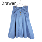 Load image into Gallery viewer, 【中古】ドゥロワー Drawer コットン フロントリボン フレアスカート ライトブルー 38 j0225n00412
