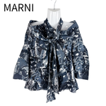Load image into Gallery viewer, 【中古】マルニ MARNI ボウタイブラウス モノトーン フラワープリント i1208j00612
