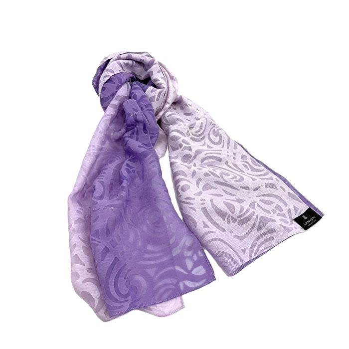 【中古】ランバン LANVIN ストール グラデーション ラメ糸 透け感 抜き柄 シルク混 ライトパープル系 紫 i0727tq0103