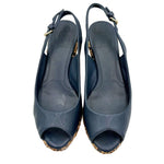 将图片加载到图库查看器，【中古】TORY BURCH トリーバーチ ウェッジソール サンダル ネイビー i1012oq00123
