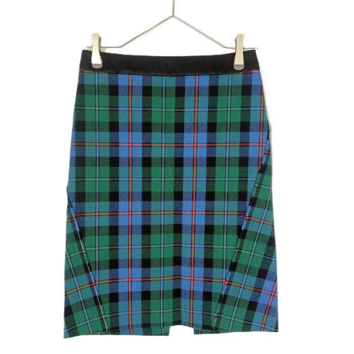 【中古】ドゥロワー Drawer スカート チェック柄 オレンジ混 ひざ丈 コットン グリーン ブルー ブラック i0507m0040