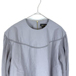 将图片加载到图库查看器，【中古】ドゥロワー Drawer バルーンスリーブブラウス 切り替え シアー 透け感 プルオーバー ライトグレー i0818o00325
