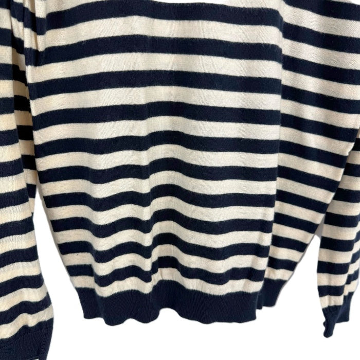 【中古】セオリー Theory ボーダーニット クルーネック コットン カシミヤ 薄手 アイボリー 濃紺 i0703n0104