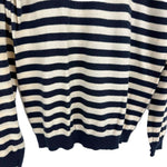 将图片加载到图库查看器，【中古】セオリー Theory ボーダーニット クルーネック コットン カシミヤ 薄手 アイボリー 濃紺 i0703n0104
