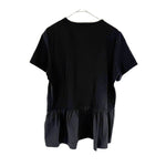 将图片加载到图库查看器，【中古】ヨーコチャン YOKO CHAN 半袖カットソー 後ろペプラム シンプル 可愛い ブラック 黒 i0818n00112
