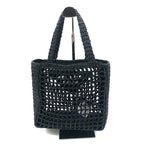Load image into Gallery viewer, 【中古】プラダ PRADA ラフィアバッグ クロシェ トートバッグ メッシュ ロゴ刺しゅう 新品 未使用 ブラック 黒 i0305bq0011122
