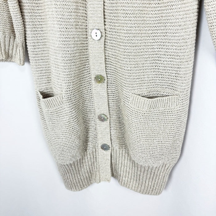 【中古】ノーリーズ NOLLEY'S ロングカーディガン 七分袖 ざっくり編み 透け感 生成り ベージュ系 i0213n0113