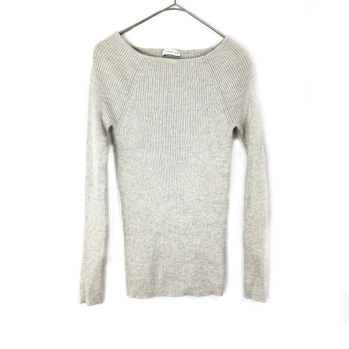 【中古】エストネーション ESTNATION 細リブニット ボートネック ウール 柔らか ライトグレージュ系 h1226wq01216