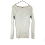 将图片加载到图库查看器，【中古】エストネーション ESTNATION 細リブニット ボートネック ウール 柔らか ライトグレージュ系 h1226wq01216
