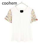 Load image into Gallery viewer, 【中古】コーヘン coohem 半袖カットソー ホワイト ツイードスリーブ i1016n0045
