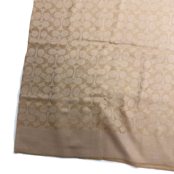 【中古】コーチ COACH ストール シグネチャー CCロゴ シルク混 上質 上品 ベージュ系 i0601oq00817
