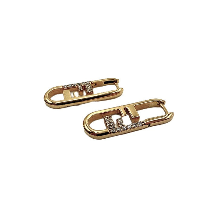 中古】フェンディ FENDI ピアス オーロック ラインストーン 箱付き FF