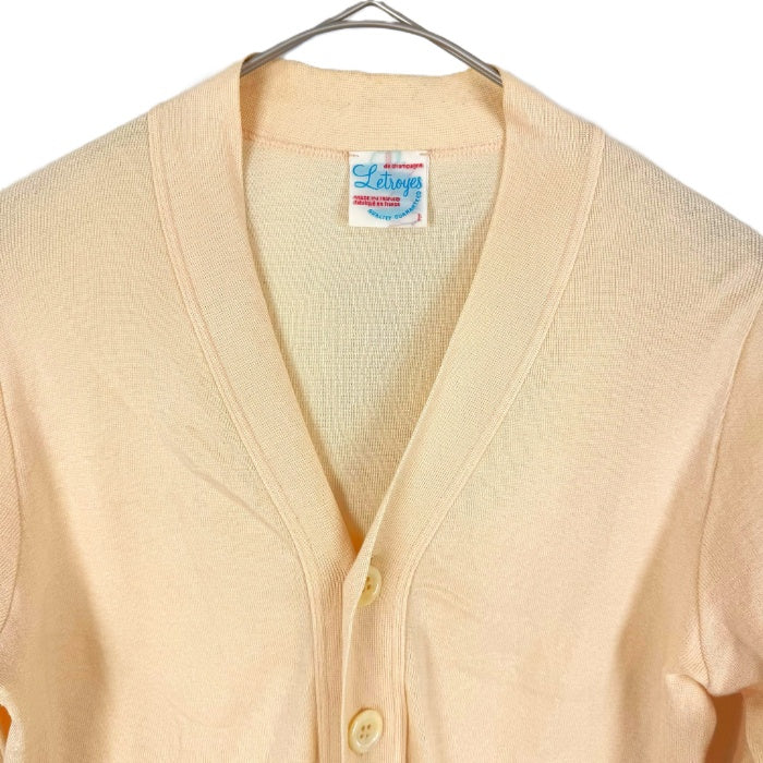 【中古】ルトロワ Letroyes カーディガン Vネック コットン 透け感 ペールオレンジ うすだいだい色 i0619wq05110