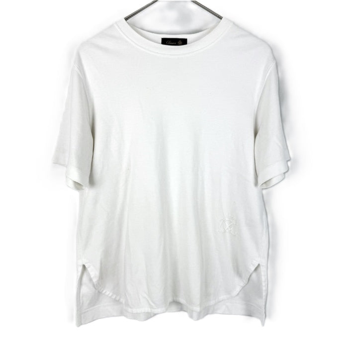 ドゥロワー Drawer コットンTシャツ レディース 白 半袖 シンプル 上質 ベーシック ロゴ刺繍入り カジュアル 大人きれいめ