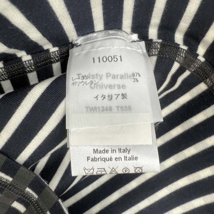 【中古】アオイ aoi 半袖チュニック ワンピース チェック ボーダー マルチ柄 タグ付き ブラック ホワイト i0515n0133