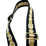 将图片加载到图库查看器，【中古】マークジェイコブス MARC JACOBS ショルダーストラップ ロゴ ラメ ゴールド ブラック ホワイト i0724lq00722
